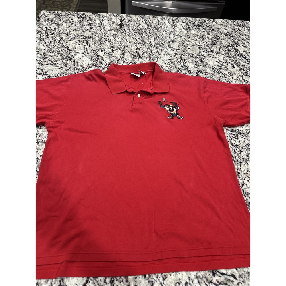 Vintage Taz Tasmanian Devil Golf Polo Shirt XXL Red Short Sleeve Acme‎ Clothing